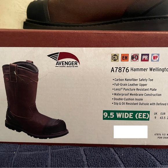 Avenger Mens Brown Leather Comp Toe 11in PR WP Wellington Work Boots